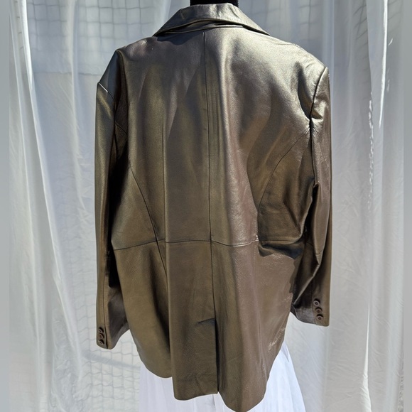 Metallic vintage genuine leather Coat - Picture 2 of 5